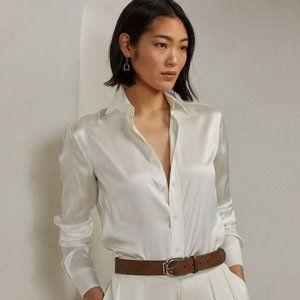 Ralph Lauren 100% silk shirt blouse Ivory